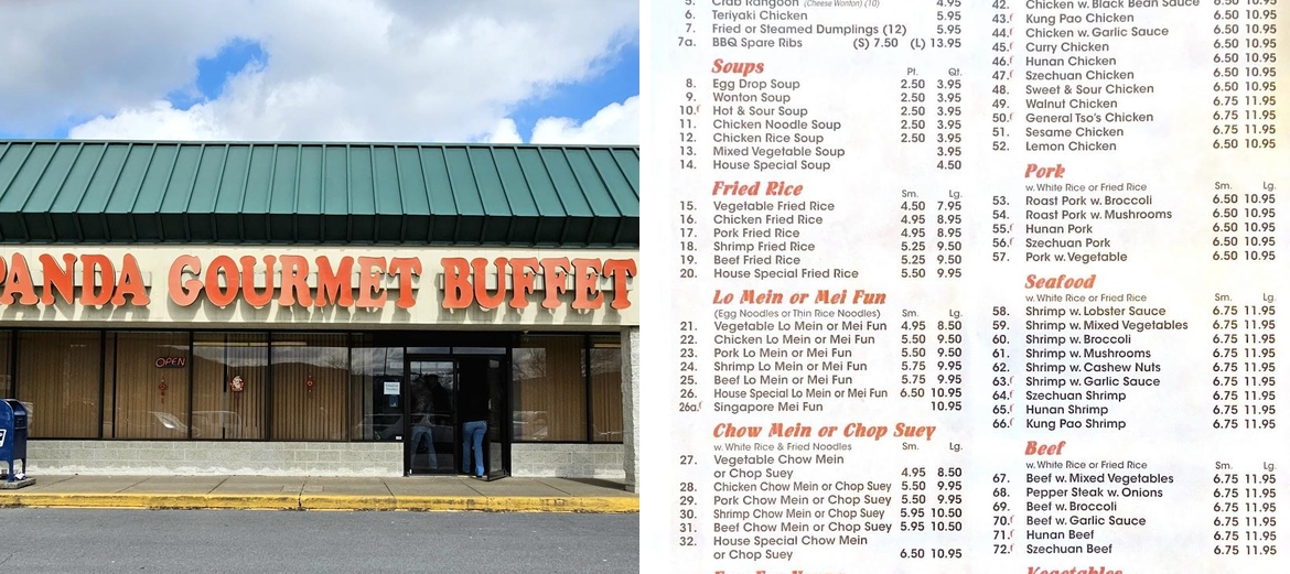 Panda Gourmet Buffet Menu